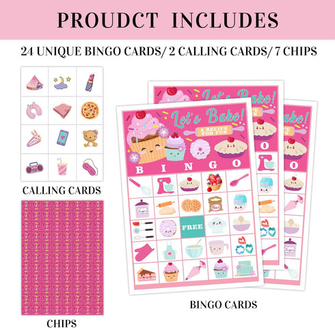 Cupcake Party Bingo Game, 24 Player Sweet Bingo Cards Set for Family Friend Activity, Baking Party Favor Decoration Holiday Supplies -a12...