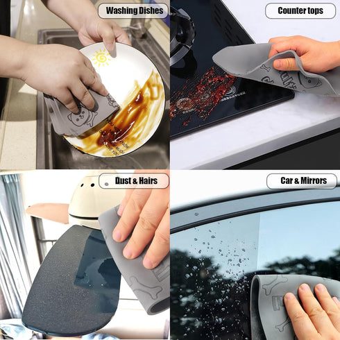 4 Pack Glass Cleaning Cloth,Reusable Sponge Dusting Cloths,Magic Cleaner Towels Lint-free Rags -Absorbent Wet Sponge Cleaning Supplies for Grime,K...