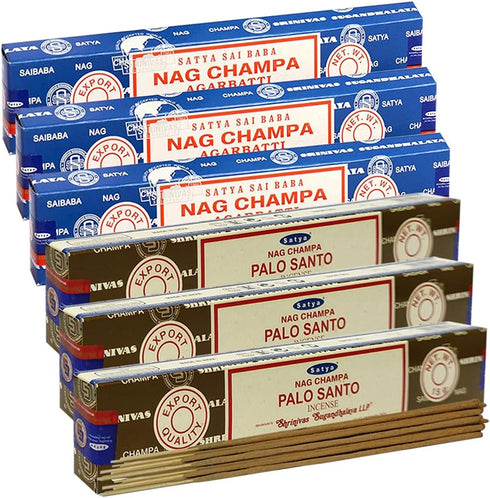 Nag Champa Palo Santo Incense Sticks & Holder Bundle Variety Pack from House of Satya Incense Sticks and Trumiri...