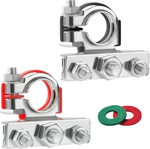 Battery Terminal Connectors 3 Way, 2 Pcs Battery Terminals Copper, Battery Cable Ends with Anti-Corrosion Pad for Car RV Accessories Automotive Ma...