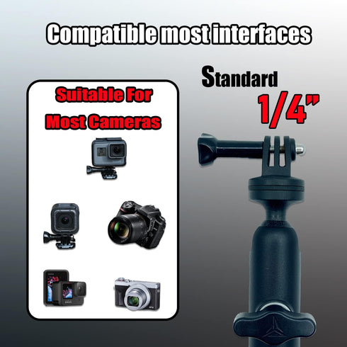 360°Motorcycle Camera Mount for GoPro Bike Holder Handlebar Mount Bracket 1/4 Metal Stand GoPro Hero10/9/8/7/6/5/4/3+ Action Cameras Accessory (Fi...
