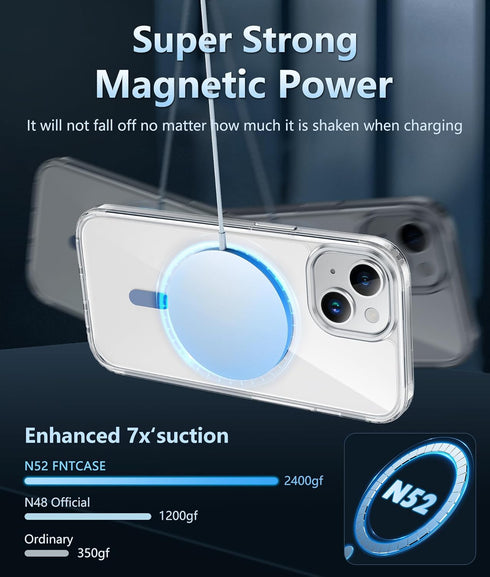 FNTCASE for iPhone 14 Phone Case: iPhone 13 Phone Clear Case Magnetic Military Grade Drop Protection Anti Yellowing Cell Phone Cover- Rugged Shock...