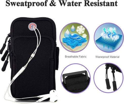 2Pack Phone Armband for Running,Cell Phone Holder Arm Band for iPhone 16 16e 15 14 13 12 11 Pro Max Xs Max Xr X 8 Plus SE/Galaxy S25 S24 S23 S21 N...