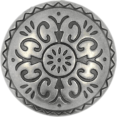 Bezelry 12 Pieces Southwestern Style Flower Pattern Domed Metal Shank Buttons. 22mm (7/8 inch) (Gray Silver)...