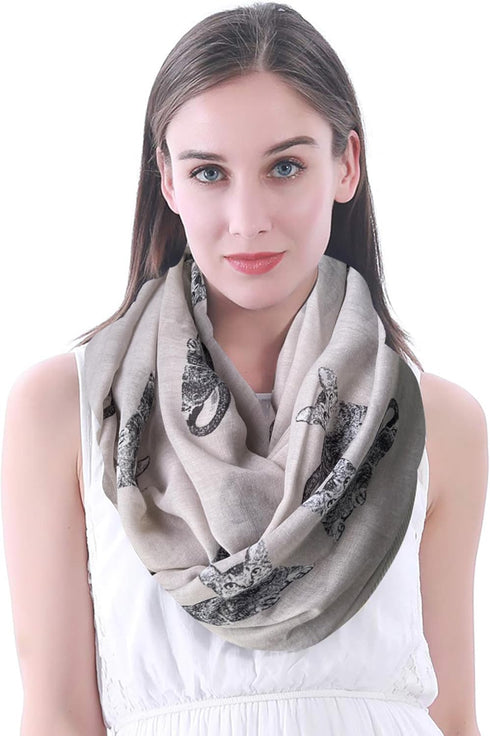 Lina & Lily Cat Animal Print Women's Infinity Scarf Lightweight...
