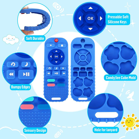 2PCS Teething Toy for Babies 0-6-12 Month Infant Teether Relief Toy for Baby 3-6-12-18 Month Montessori Development TV Remotes Sensory Toy for New...