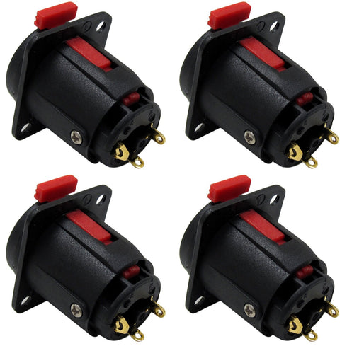 CESS Black 1/4" Jacks TS and TRS Panel Mount Jack Locking Style D Series Size - 1/4 Inch Female Stereo and Mono/TRS and TS Audio Socket - 6.35mm S...