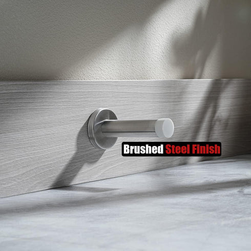 JQK Door Stopper, 304 Stainless Steel Thicken 1mm Sound Dampening Door Stop Bumper Wall Protetor 1 Pack, Brushed, DSB5-WN...