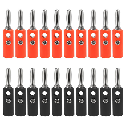 20pcs 4mm Banana Plug Audio Speaker Cable Connector Male Audio Speaker Cable Connector Support 12 AWG to 20 AWG Wires, 10pcs Red + 10pcs Black...