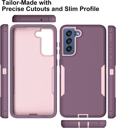 Dahkoiz for Samsung Galaxy S21 FE 5G Case, and Glass Screen Protector, Dust Proof Port Cover, Full Body Protection Durable Rubber Cover Phone Case...