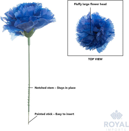 Royal Imports Artificial Carnations, Silk Faux Flowers, for Funeral Arrangements, Wedding Bouquets, Cemetery Wreaths, DIY Crafts - 100 Single 5" S...
