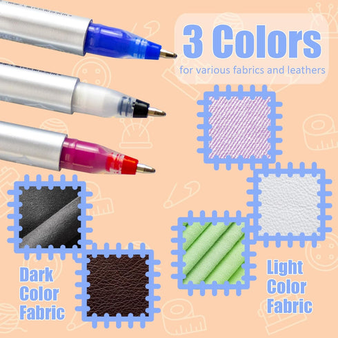 Heat Erasable Fabric Marking Pens Set | 11Pcs 3 Colors | Increase Ink Capacity & Writes Smooth | Sewing Quilting Supplies, Sewing Gifts...