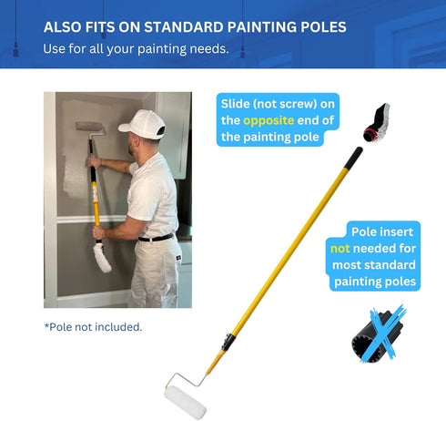 Baseboard Cleaning Brush | Attach to Broom Mop or Extension Pole | Absorbent Microfiber | for Paint Cleanup, Washing Walls, Baseboards, Ceiling, F...