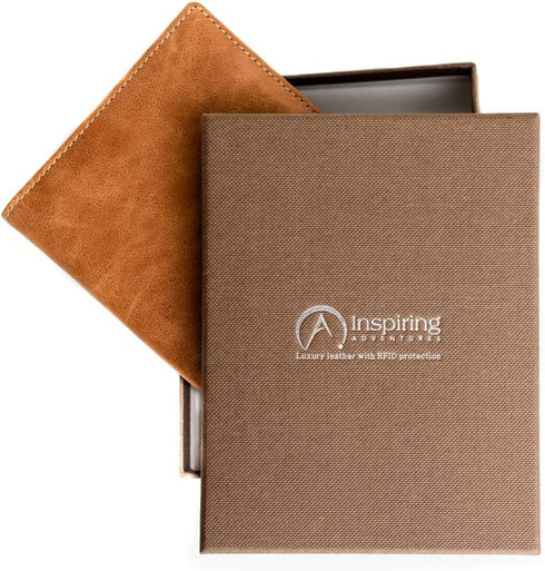 Luxury Passport and Vaccine Card Holder, Credit Card, RFID Blocking Bifold Wallet | Slim Minimalist Design | Includes Unique Gift Box | For Men an...