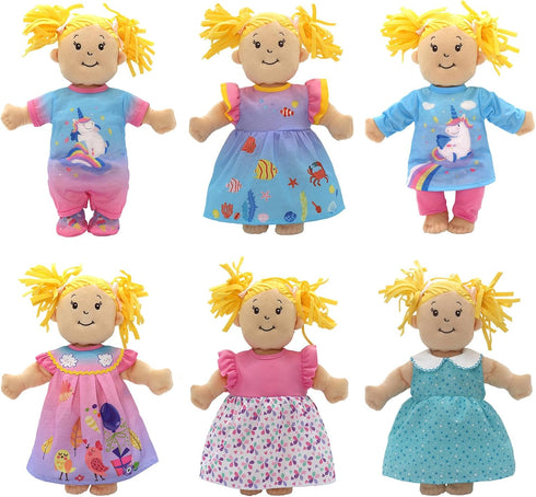 6 Pack Doll Clothes for 13-16 inch Baby Dolls, Dress for 13-16 inches Dolls, Compatible with Toy JC, Toy Manhattan, Toy Doug Melissa...
