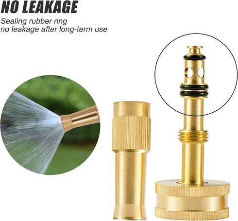 Adjustable Metal Twist Hose Nozzle Sprayer, 4" Heavy-Duty Brass Hose Nozzle Garden Sprayer with 10 Rubber Washers, for Gardening Watering Patio La...