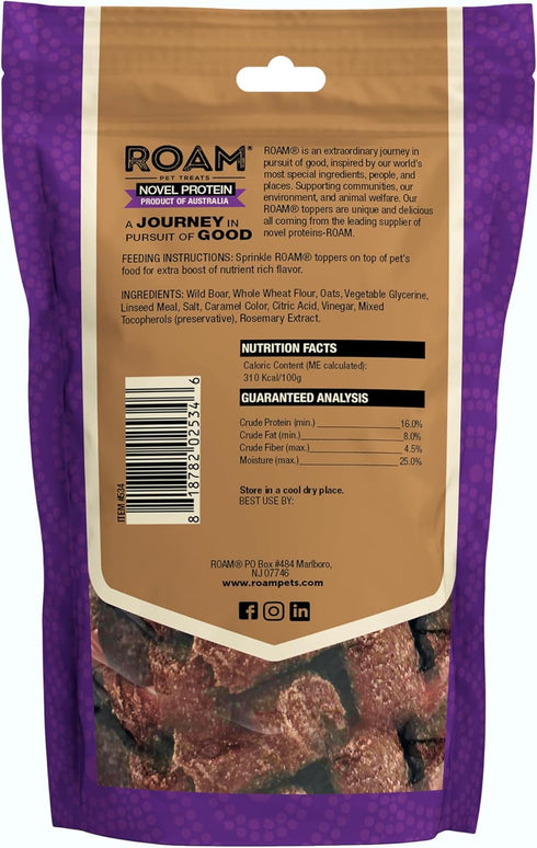 ROAM Wild Boar Exotic Dog Topper - Sustainably Raised Wild Boar Meat Dog Food Topper - Non-GMO, 4 Ounce...