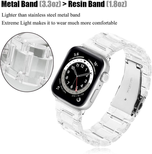 V-MORO Resin Bands Compatible with Apple Watch Band 42mm/41mm/40mm Series 10/9/8/7 Fashion Lightweight Bracelet Replacement with Stainless Steel B...