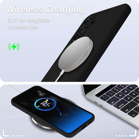 for Samsung Galaxy S24 Case, Silicone Phone Case with 1 Screen Protector, Soft Anti-Scratch Microfiber Lining, Full Body Shockproof Slim Cover Sup...