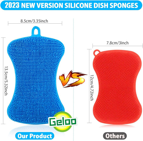 Silicone Sponge Dish Brush, Double Sided Cleaning Brush for Dishes, Kitchen Gadgets and Accessories (3 Pack)...