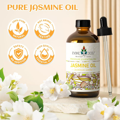 EVOKE OCCU Jasmine Oil 4 Fl Oz, Pure Jasmine Essential Oil for Diffuser, Skin, Hair - 118ml...