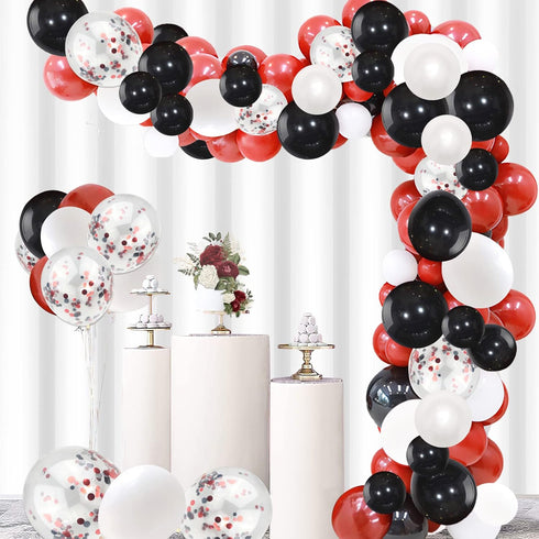 KBZVNAF Black Red Balloons Garland Arch Kit - 120Pcs White Red Black Confetti Latex Balloons for Wedding Baby Shower Birthday Graduation Party Dec...