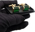 Green Cat Eye Stone Cufflinks for Men Rectangle Opal Gemstone Men's Cuff Link Set for Wedding Shirt Party Business Birthday Anniversary Dress...