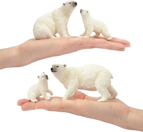 Toymany 6PCS Polar Bear Figurines Toy with Polar Bear Cub, 2-4" Realistic Plastic Arctic Animals Figures Family Set for Christmas Educational Toys...