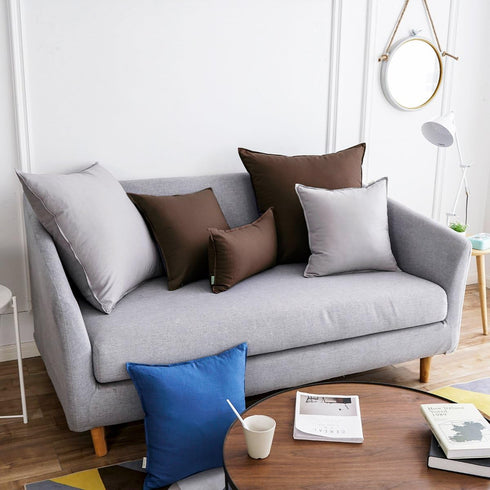 Jeanerlor Pack of 2 Cotton Linen Soft Soild Decorative Square Throw Pillow Covers Set Cushion Case for Children Kid Baby 24 x 24 Inch 60 x 60cm,Br...