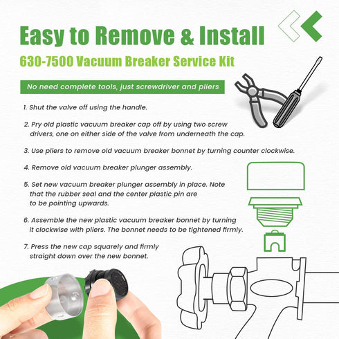 630-7500 Service Kit (2 Sets) Replace for Prier 630-7500 Vacuum Breaker Service Parts Kit Wall Hydrant Vacuum Breaker Replacement Parts Fit for 40...
