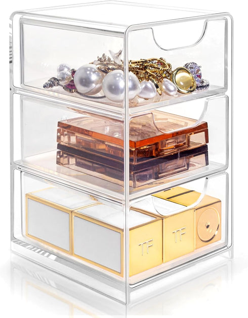 Small Desk Organizer with Drawer, Desktop Organization for Office Supplies, Jewelry Storage Box...