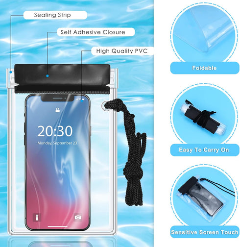 Meetory Clear Waterproof bags Pouch Dry Bags For Camera Mobile Phone Maps Kayak Document Holder,3 Piece Waterproof Plastic Pouch Document Holder U...