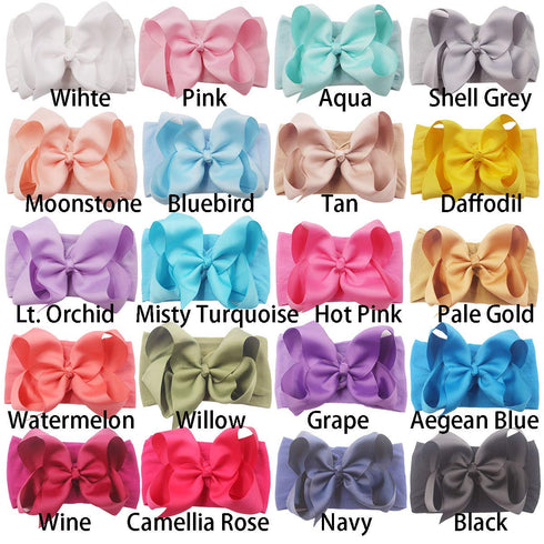 Yxiang 20pcs Baby Headbands with 6" Big Elastics Nylon Ribbon Bows Hair Accessories for Newborns, Infants, Toddlers, Kids...