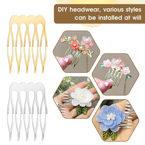 20PCS Small Hair Side Combs French Teeth Hair Combs for Women 5 Teeth Tiny Hair Clip Combs Silver and Gold Plain Blank Crafting DIY Slide Combs Br...