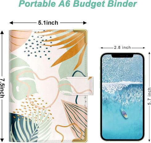 Budget Binder with Zipper Envelopes, A6 Money Saving Binder Cash Envelopes for Budgeting, PU Leather Budget Planner Money Organizer for Cash Bills...