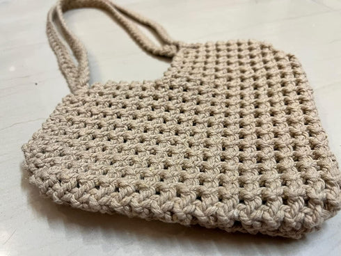 JESSICA Cotton Boho Macrame Handmade Heart Shaped Handbag Birthday Ladies Gift, off-white....