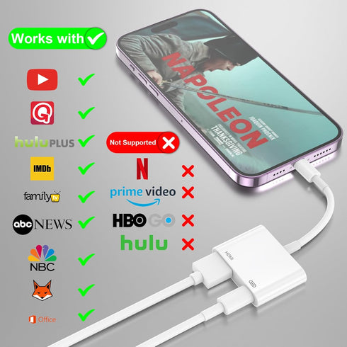 Lightning to HDMI Adapter for iPhone to TV/Projrctor/Monitor,?Apple MFi Certified? Lightning to Digital AV Adapter 1080P Sync Screen Converter for...