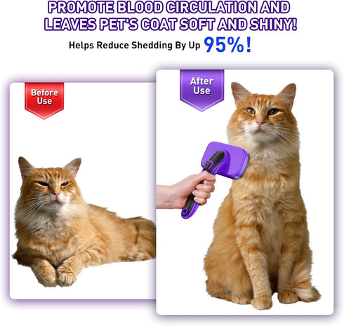 Dog Brush Kit for Shedding Short & Long Haired Cats, Self Cleaning Slicker Brush for Small Medium & Large Animals, Puppy. 3 in 1 Pet Grooming Set,...