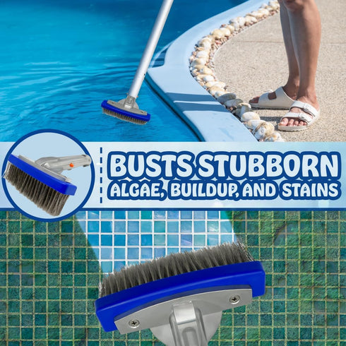 Poolzilla Small Hard Bristle Brush for Gunite and Concrete Pools, Not for Vinyl Use, Clean Walls and Tiles...