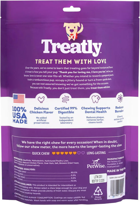 USA Beefhide Braids 7-8" Dog Chew Treats - Chicken Flavor, 6 Count/1 Pack...