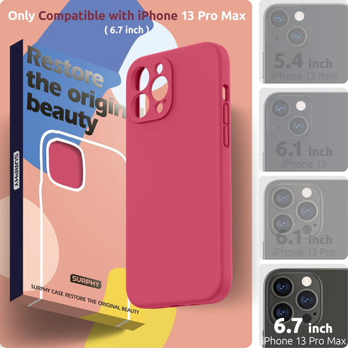 SURPHY Compatible with iPhone 13 Pro Max Case with Screen Protector, (Camera Protection + Soft Microfiber Lining) Liquid Silicone Phone Case 6.7 i...