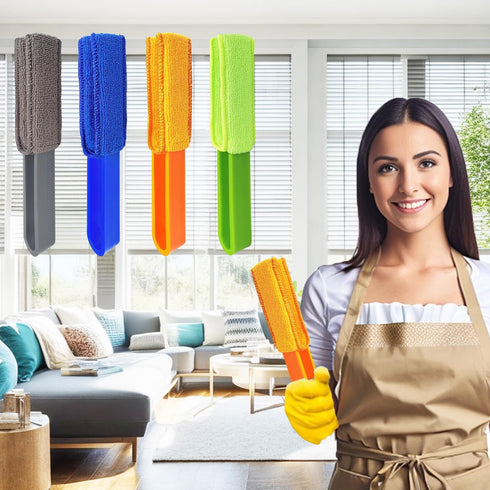 4 Pack Blinds Duster, Window Blinds Cleaner Duster Brush with 4 Microfiber Sleeves, Blinds Cleaning Tools for Window Blinds, Air Conditioner Vents...