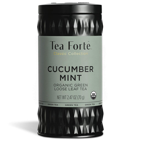 Tea Forte Cucumber Mint Premium Organic Loose Leaf Caffeinated Green Tea Blend Canister, Makes 35-50 Cups...