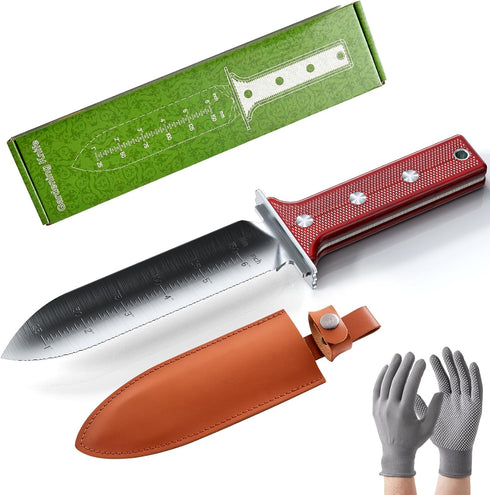 Gardening Hori Hori Garden Knife - Gardening Knife,Soil Knife, Serrated Side Weeding Knife,Digging Knife,Garden Knives with Sheath,Full Tang Hori ...