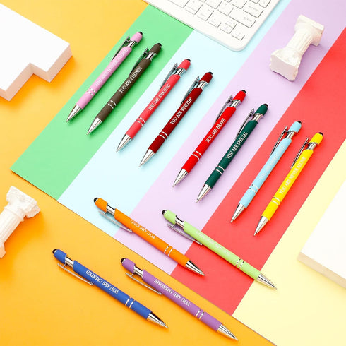 12 Pcs Inspirational Ballpoint Pen Motivational Pens Christian Gifts Cute Ink Pen Bulk with Stylus Tip Metal Religious Pens Encouraging Pen for Wr...