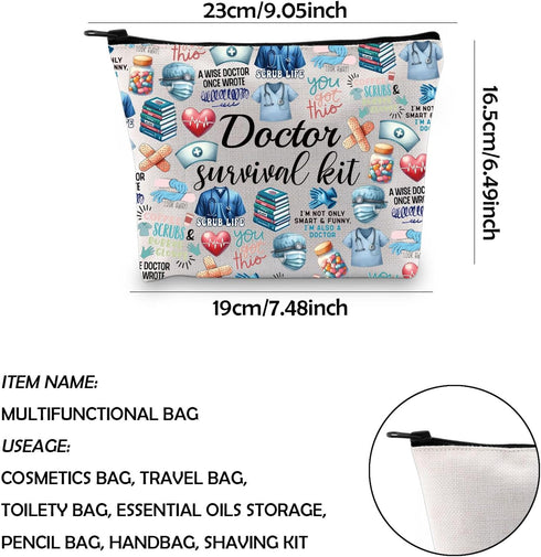 WCGXKO Doctor Gift Doctor Survival Kit Funny Cosmetics Bag Makeup Bag For Doctor … (scrub life)...