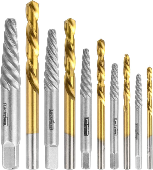 10-Piece Screw Extractor and Left Hand Drill Bit Set, Bolt Extractors, for Removing Broken Studs, Bolts, Socket Screws, and Fittings...