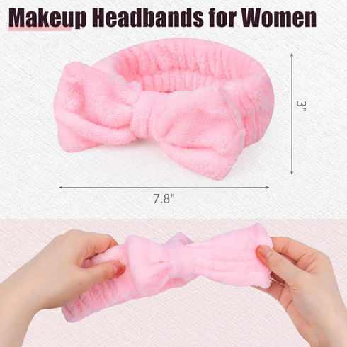 Shindel 6PCS Makeup Headbands for Women, Spa Headband Bow Tie Hair Band Fluffy Head Wraps for Washing Face Skincare Shower Sports Yoga?White and P...