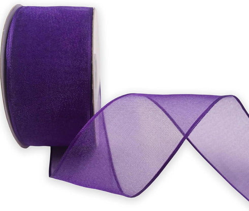 Purple Sheer Organza Ribbon Wired Edge 1-1/2 Inch X 25 Yards for Gift Package Wrapping,Wedding,Party Decoration...