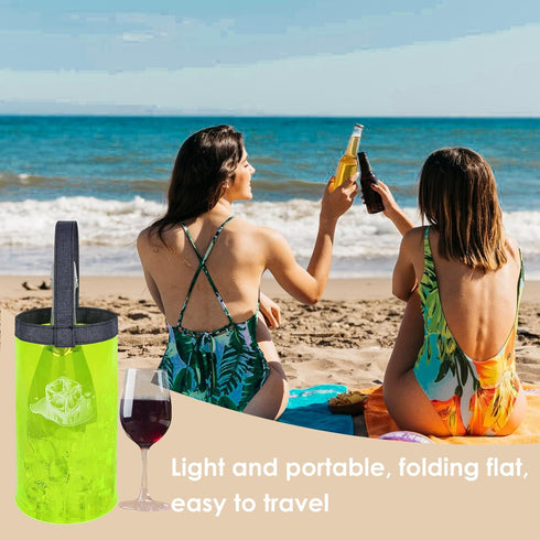 SHIDOW Ice Bag Collapsible wine Cooler Bag, Ice wine Bag Collapsible Clear wine Cooler Bag PVC wine Pouch Bags, for Party, Camping, Picnic, Chille...